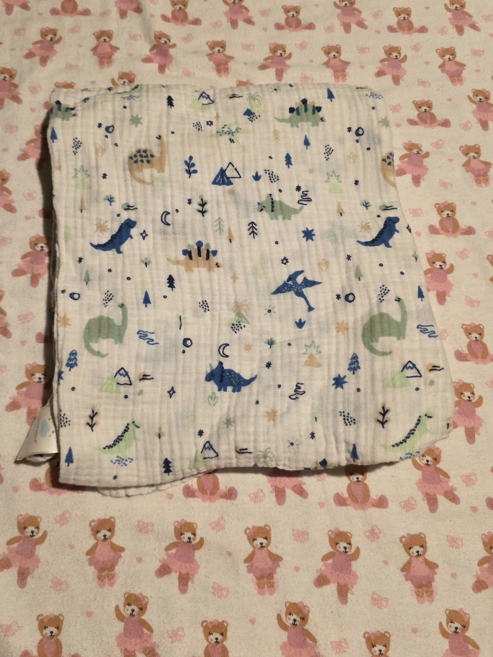 5/$20 Cloud island Dinosaur Muslin Swaddle Or Blanket